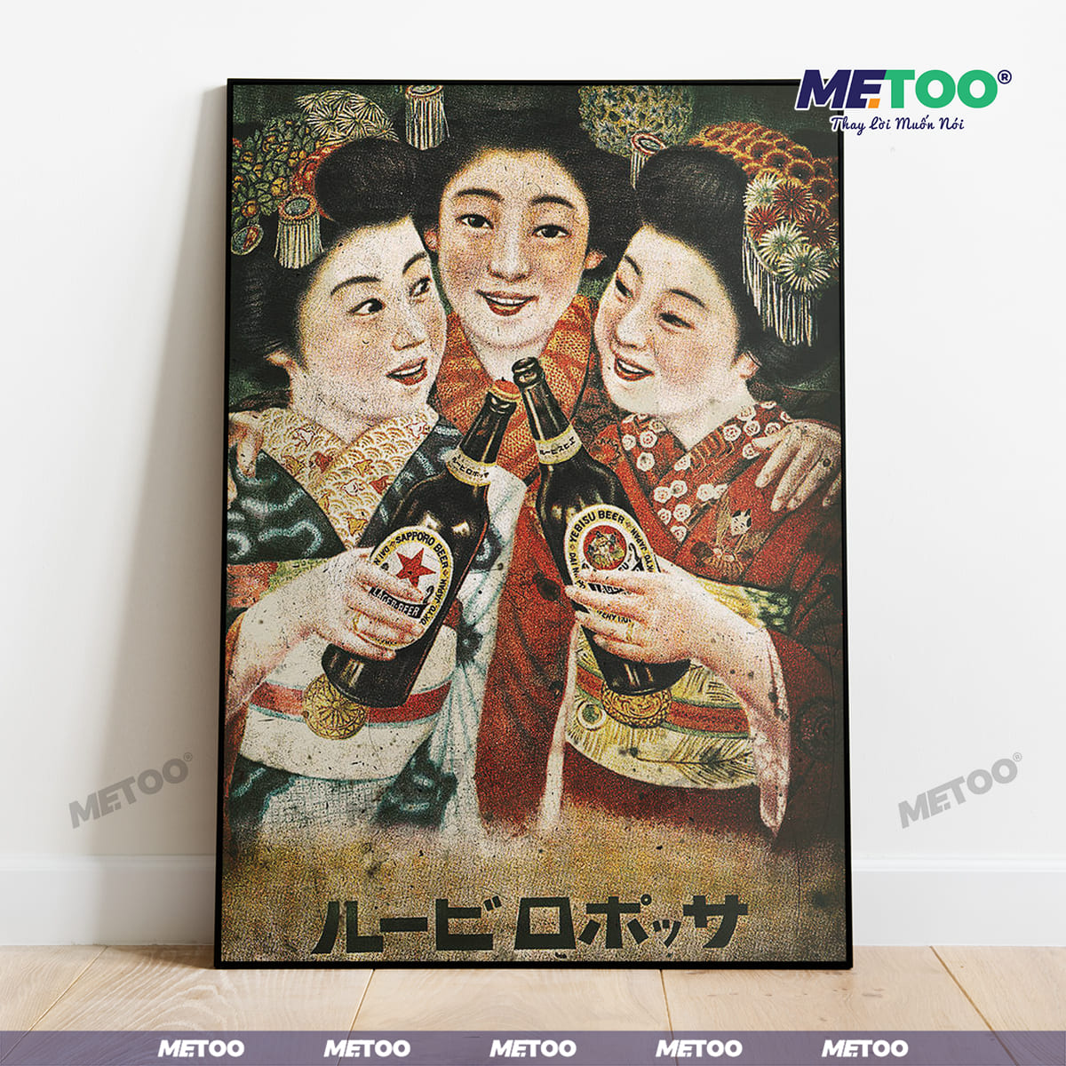 Tranh treo tường beer [Có khung] Tranh Nghệ Thuật Cô Gái Nhật Bản
