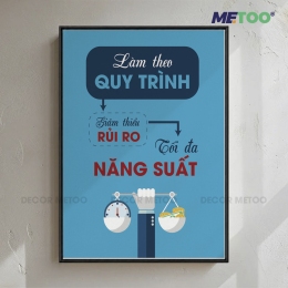 Tranh Slogan Văn Phòng “Làm theo quy trình giảm thiểu rủi ro tối đa năng suất” Decor METOO